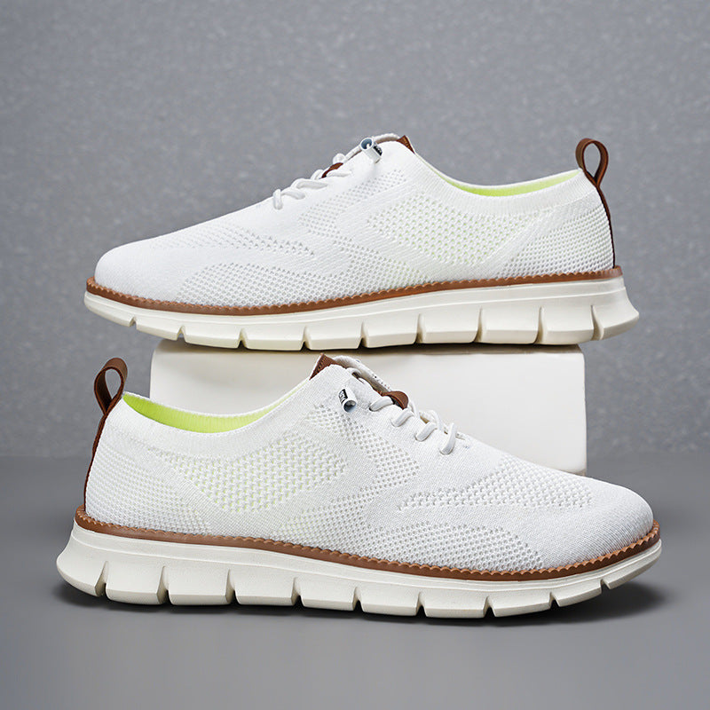 Lightweight lace up casual men's shoes breathable fly woven men's size
