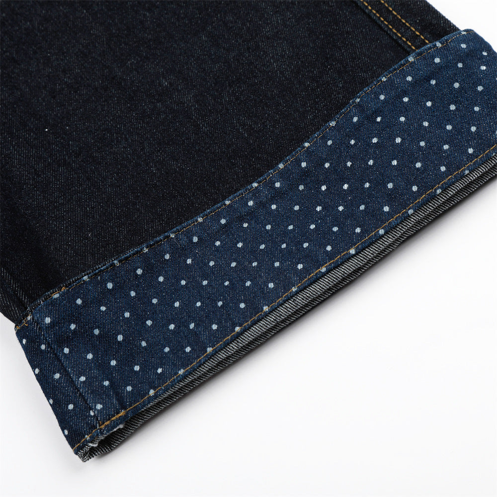 Cartoon embroidery used denim pants