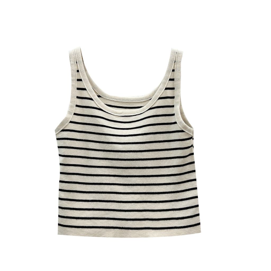 Color-block Knit Camisole Top for Women, Short Sleeveless Slim Fit Summer Inner Wear