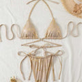 Hanging neck tie bikini set