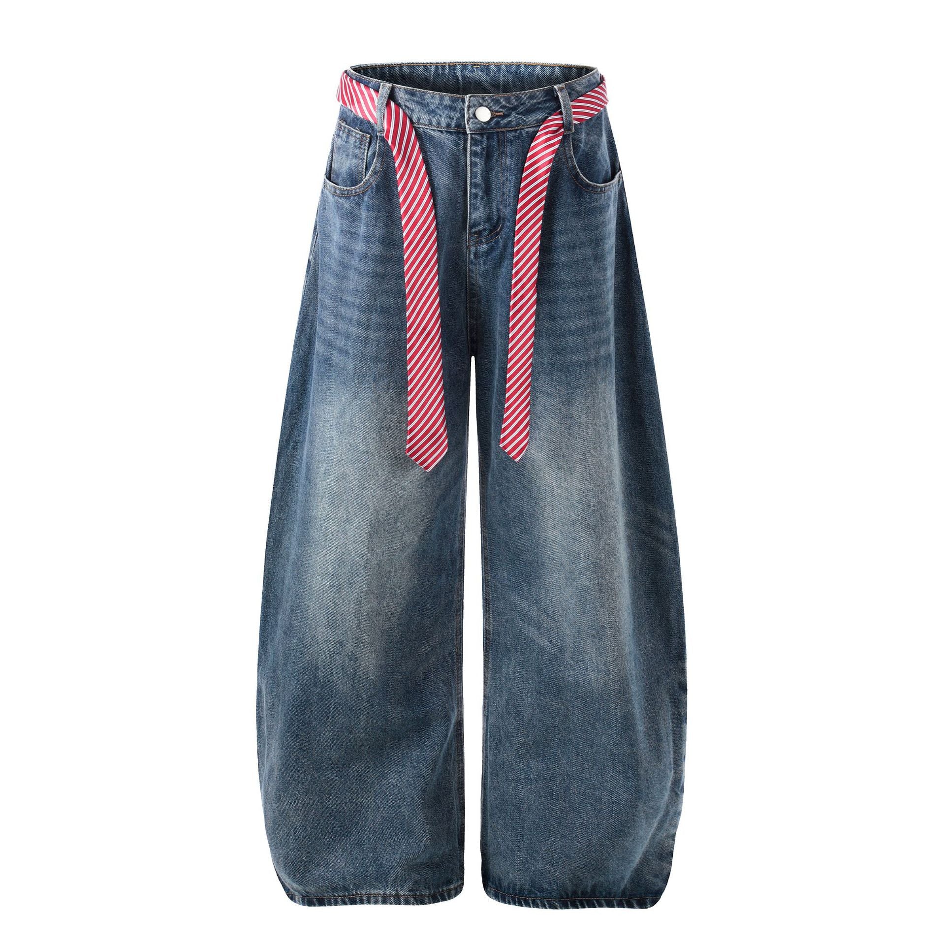 Denim Pants Women High Waist Loose Drape Wide Leg Versatile Slimming Floor Length Knife Pants