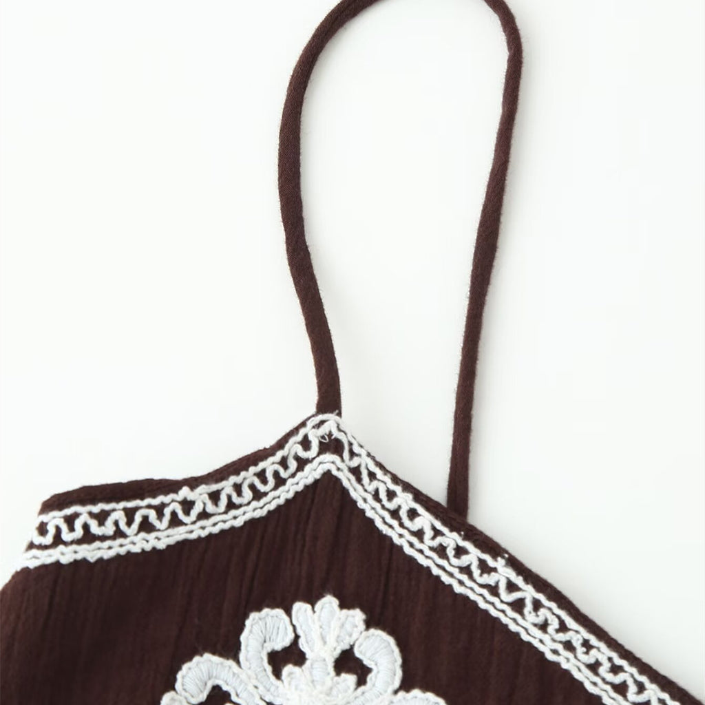 French style spicy girl embroidered camisole top