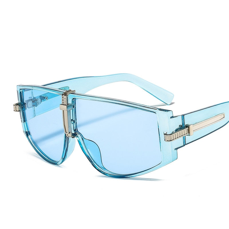 Vintage Punk Sunglasses Women Luxury Fashion Goggle Sun Glasses Men Personality One Piece Black Blue Glasses