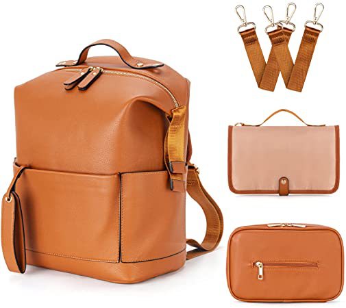Mommy bag PU mommy bag large capacity mother and baby bag backpack
