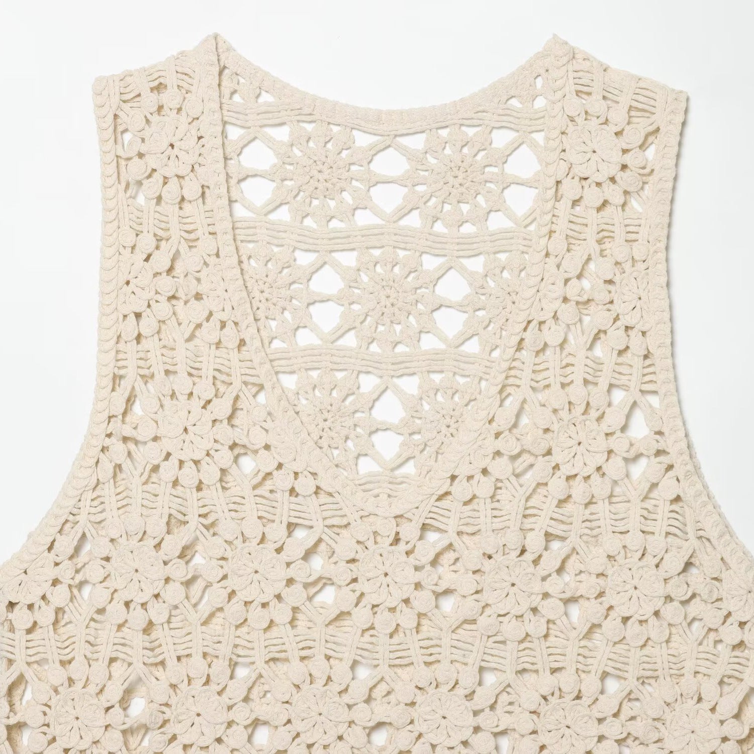 Bohemian style hollow crochet knit sleeveless vest