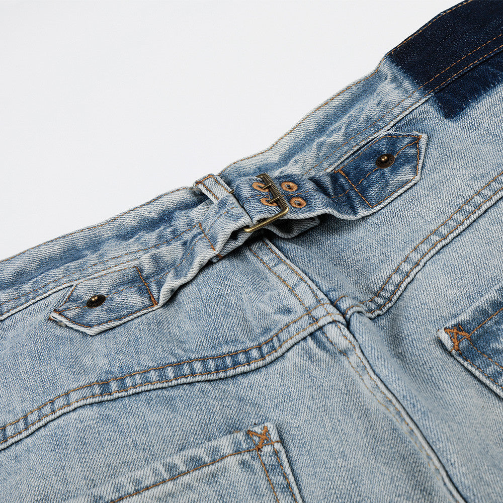 Grinding white gradient denim pants