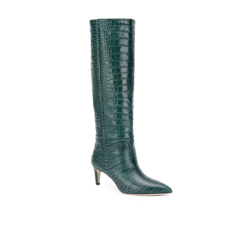 sexy high heels western boots fashion knee high boots women microfiber thin high heel long boots pointed toe autumn winter boots