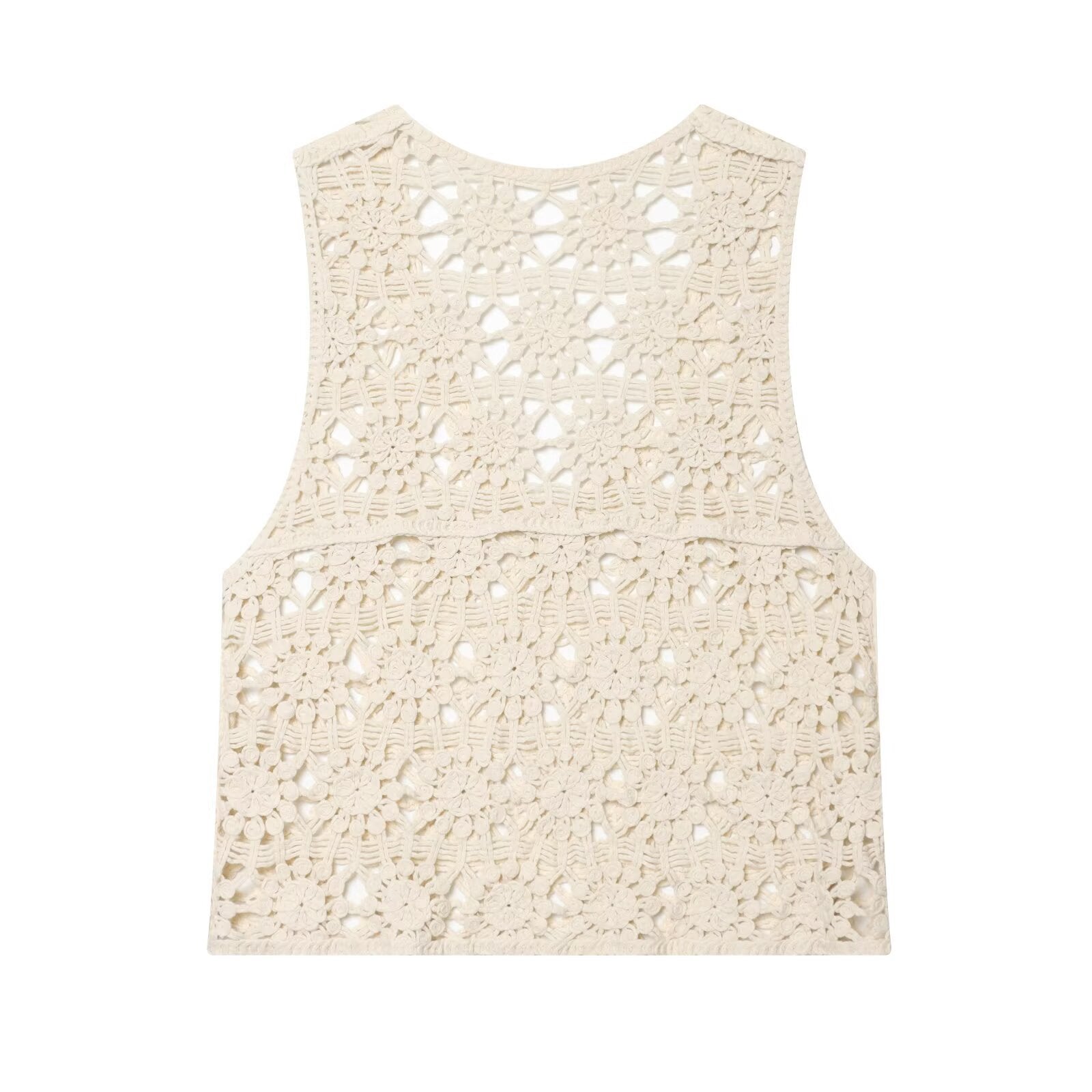Bohemian style hollow crochet knit sleeveless vest