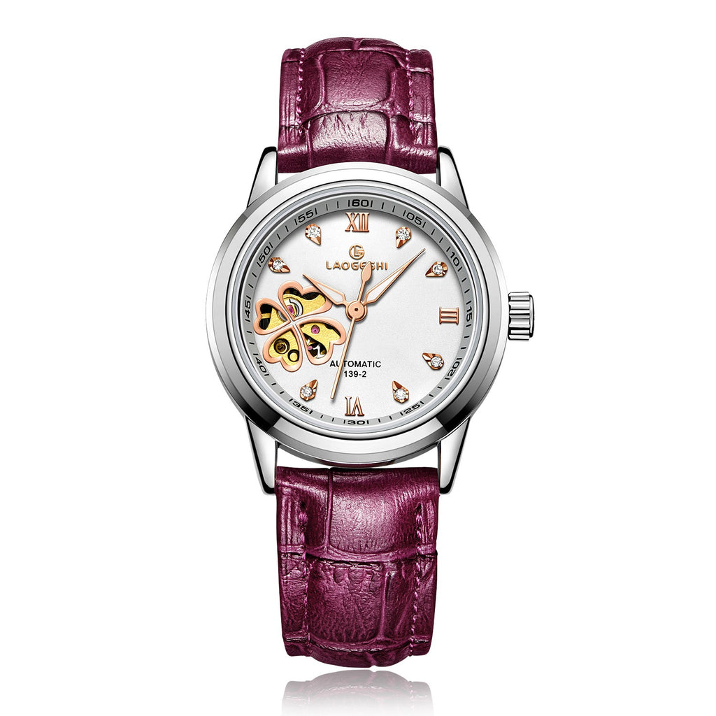 LAOGESH Women's Fully Automatic Mechanical Watch Fashion Hot Selling Night Glow Genuine Leather Steel Band Couple Watch