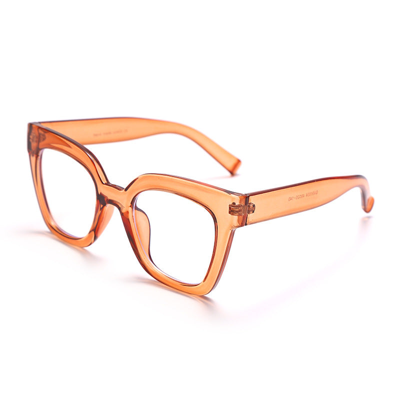 New Personality Simple Large Frame Anti-Blue Light Glasses Go Out Plain White With Square Frame Flat Mirror Decorative Glasses