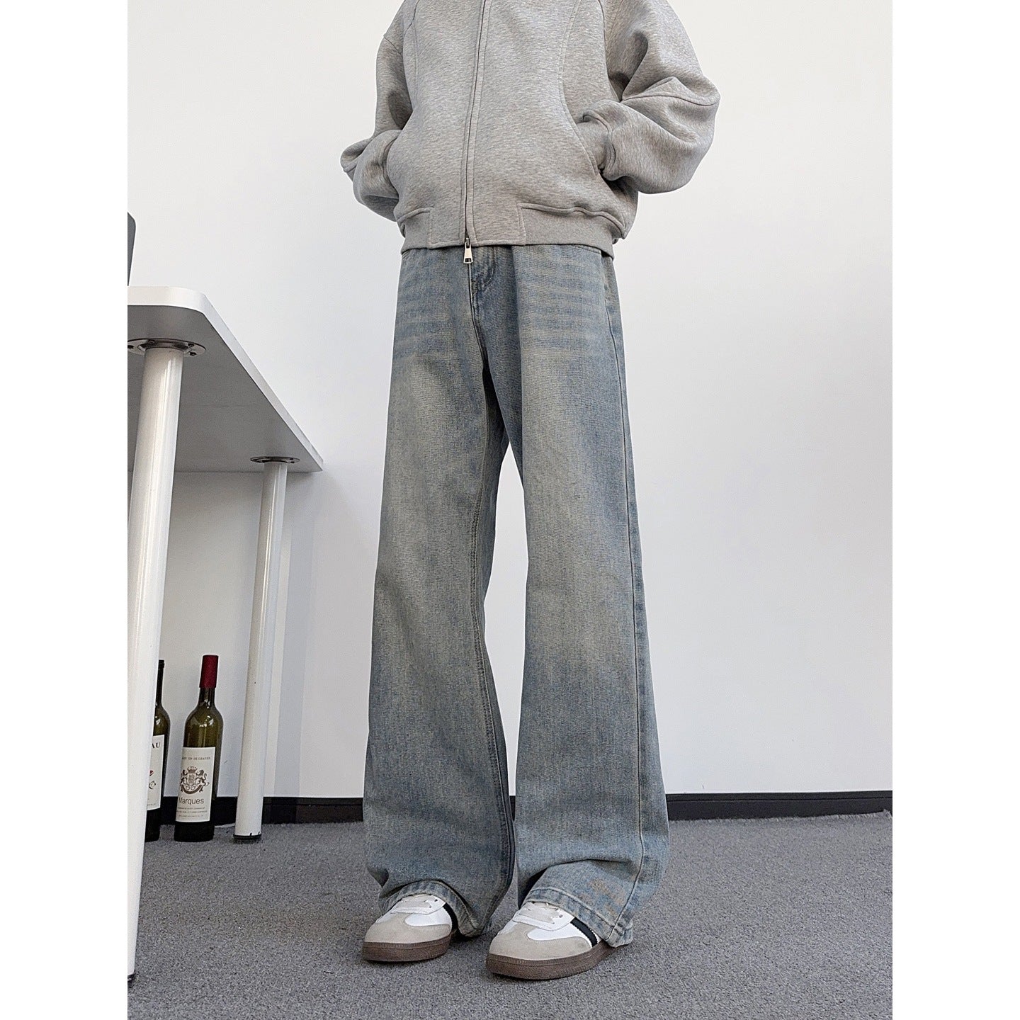 Street Style Slim Fit Flared Denim Pants for Men
