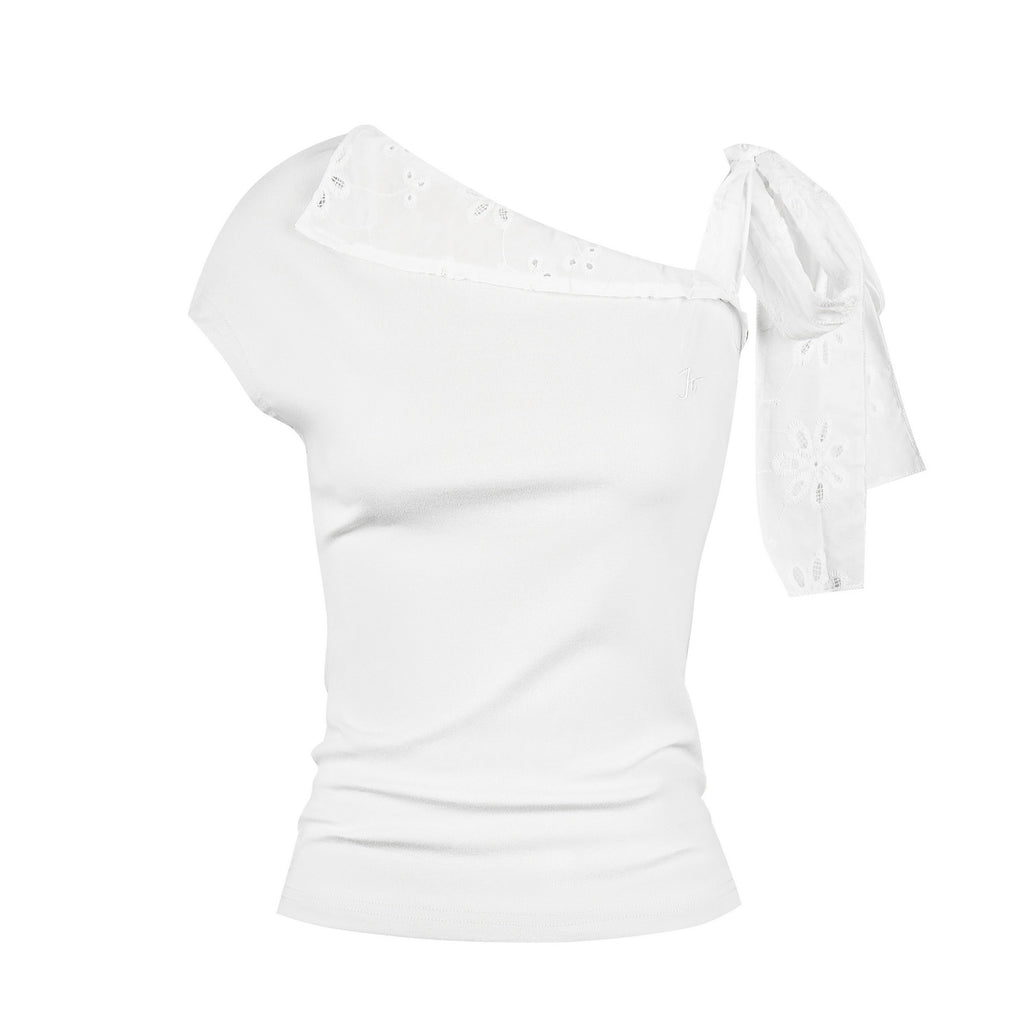 Spliced Casual Short Sleeve Letter Embroidery T-shirt Women's Summer Fashion Top
