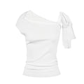 Spliced Casual Short Sleeve Letter Embroidery T-shirt Women's Summer Fashion Top