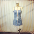 Dress Sexy Slim Sleeveless Spliced Denim  Fashion