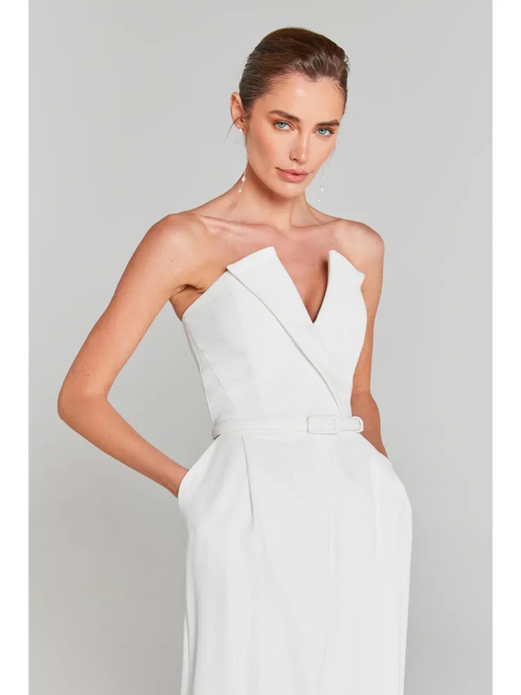 Women Summer Luxury Sexy Long Sleeve Pearl White Bodycon Set Jumpsuit 2024 Celebrity Designer High Street Rompers