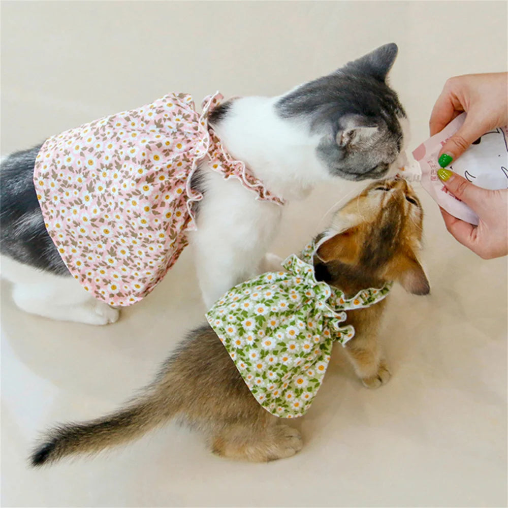 Summer Cotton Sphynx Cat Suspender Skirt Love Flower Pet Princess Dresses for Cats Gotas Katten Kedi Dog Dress mascotas Clothes