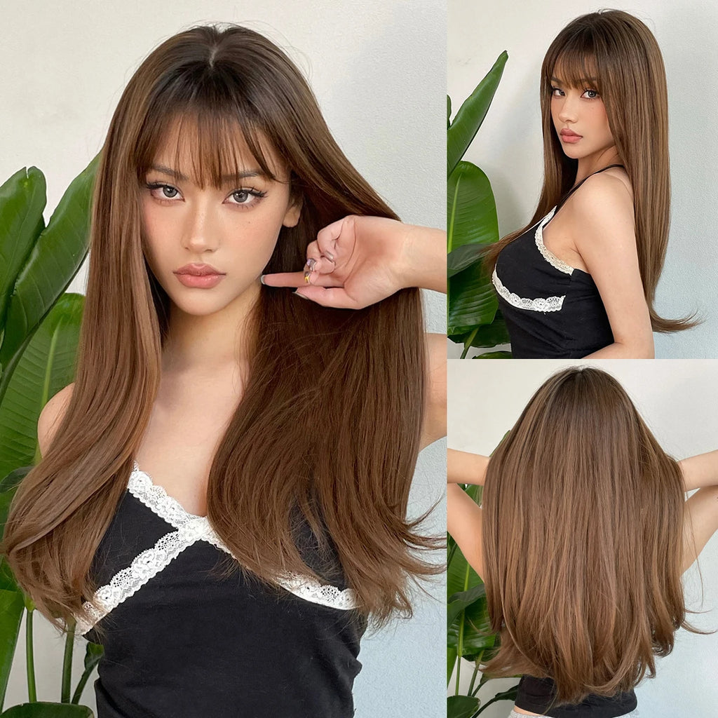 Light Blonde Golden Hair Long Silky Straight Synthetic Wig