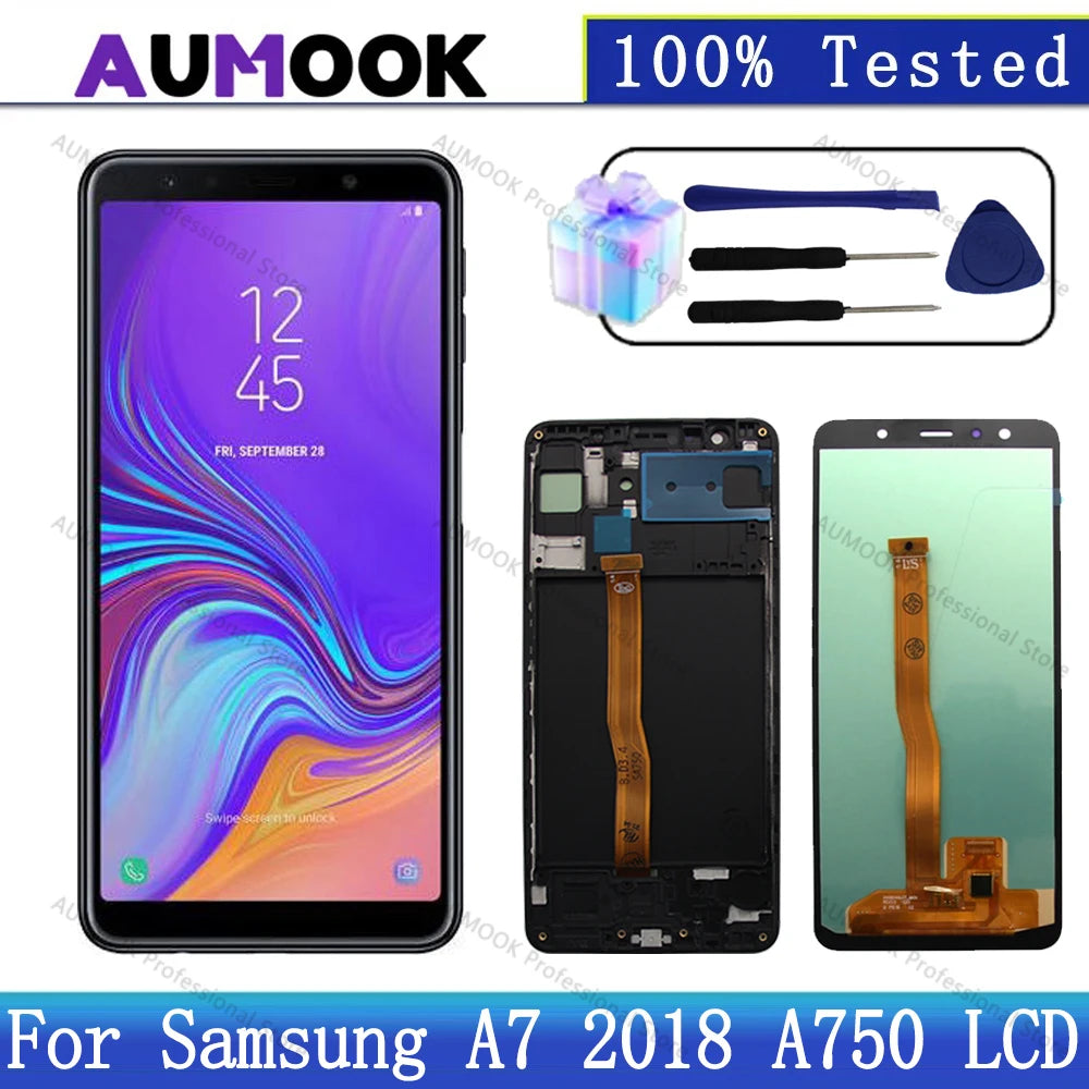 New Tested LCD For Samsung A7 2018 Display SM-A750F LCD A750G Display Touch Screen Digitizer For Samsung A7 2018 LCD Replacement