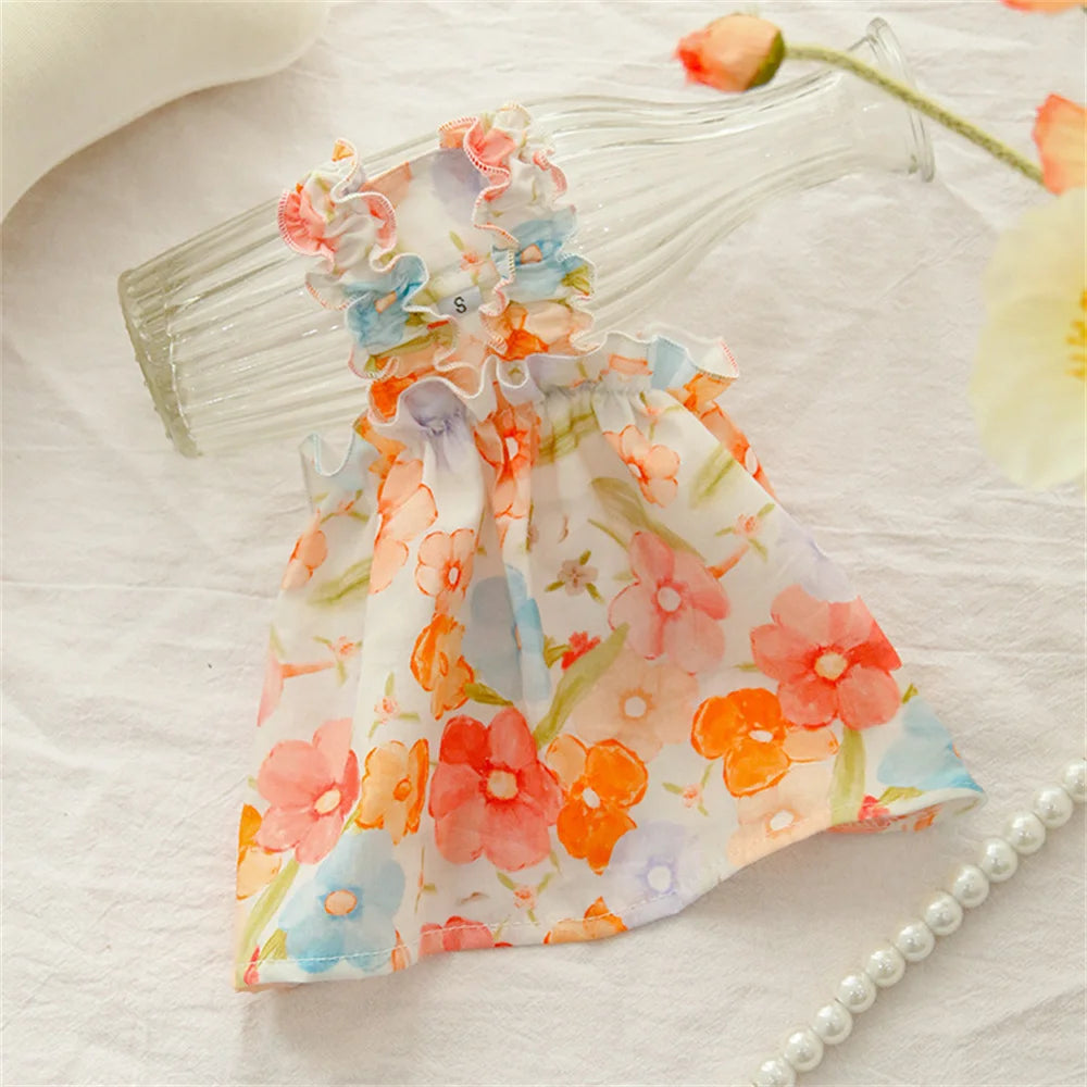 Summer Cotton Sphynx Cat Suspender Skirt Love Flower Pet Princess Dresses for Cats Gotas Katten Kedi Dog Dress mascotas Clothes