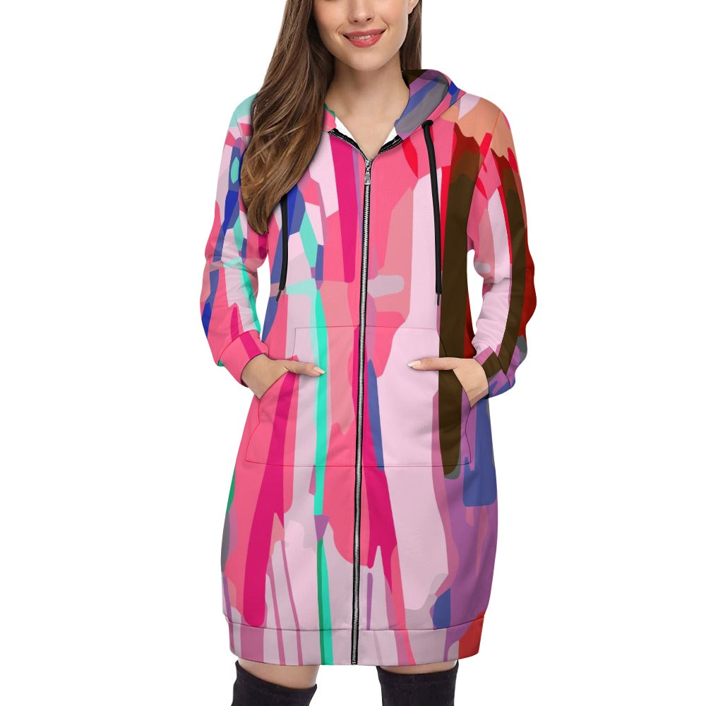 Women's full print long Hoodie