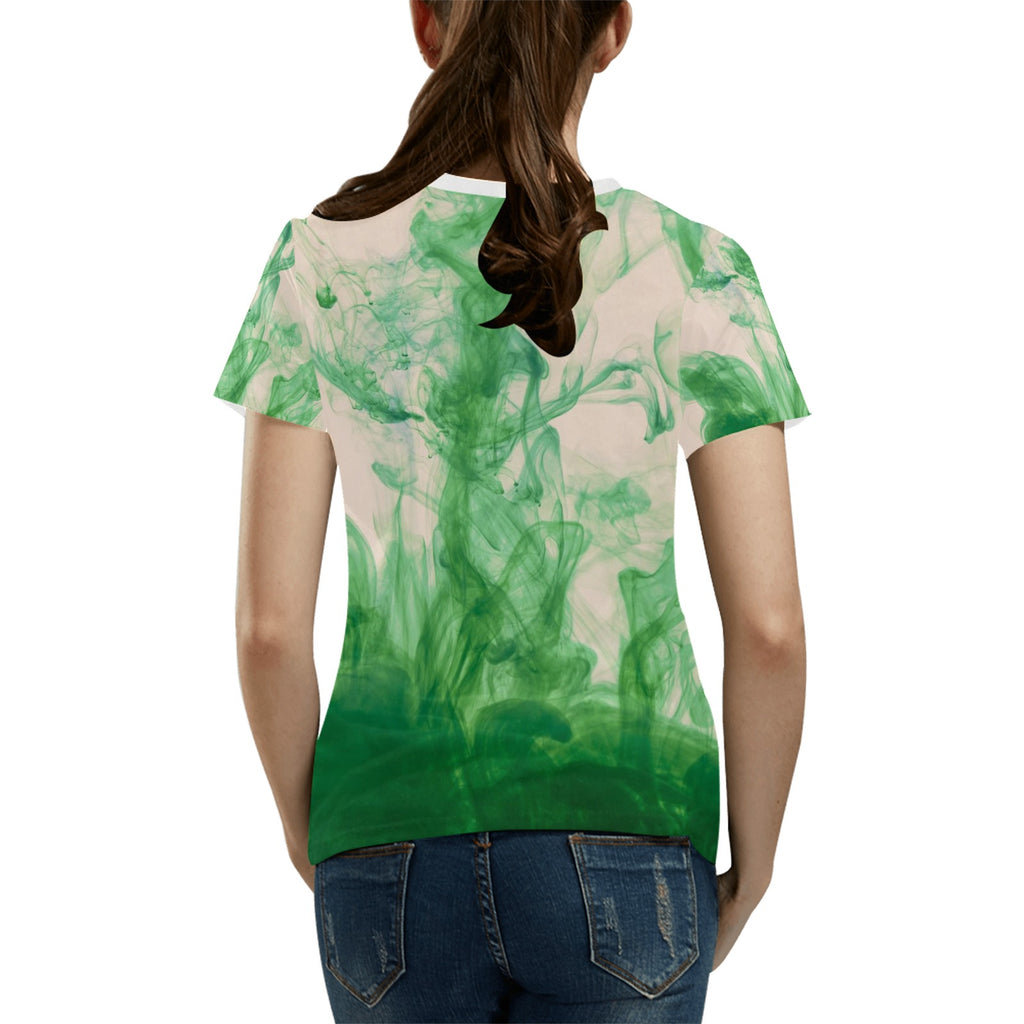 Women's All Over Print T-shirt Collar solid color（Made in Queen，Ships to USA Only）
