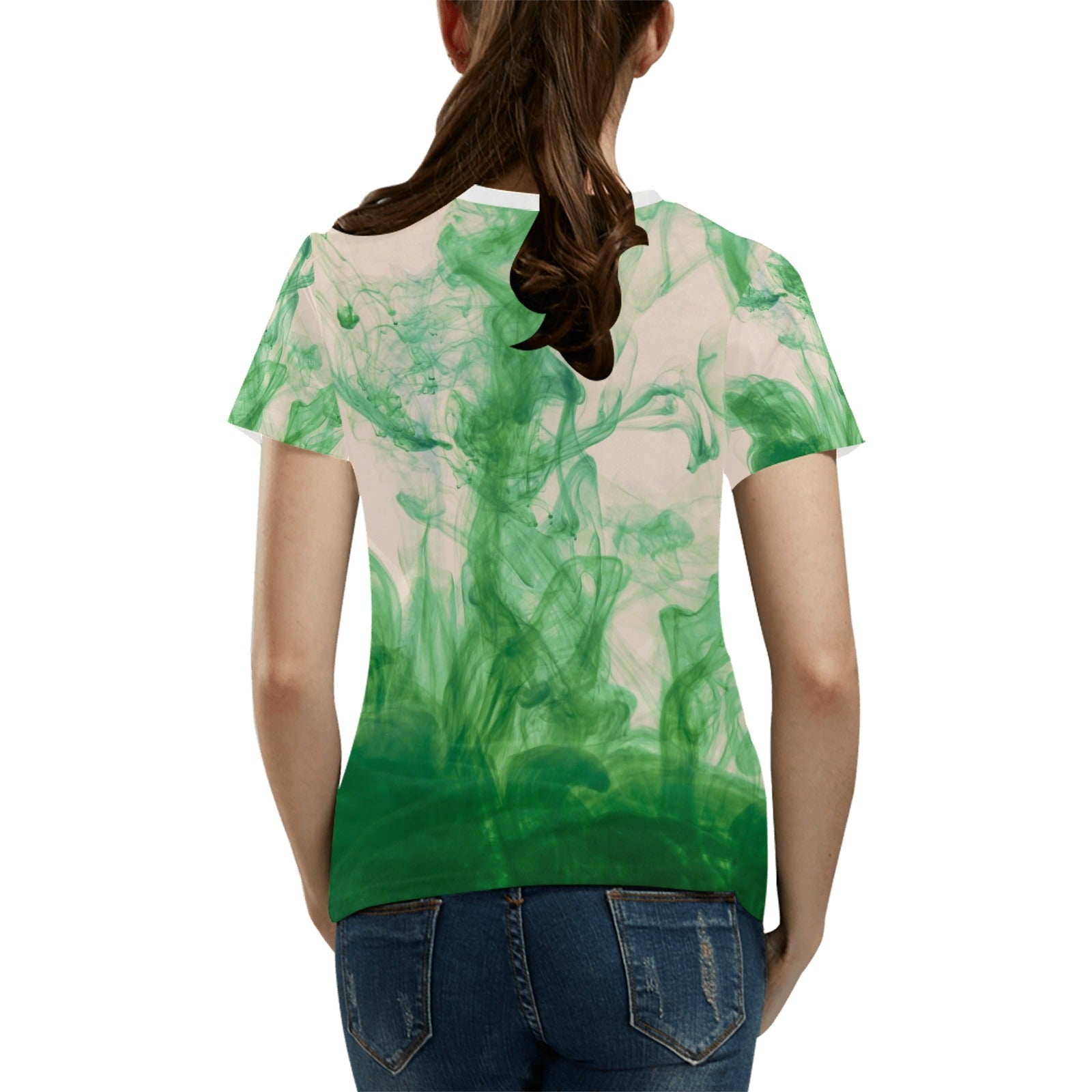 Women's All Over Print T-shirt Collar solid color（Made in Queen，Ships to USA Only）