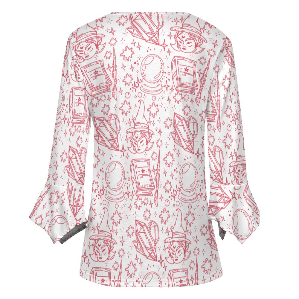 Women's ruffled petal sleeve top
