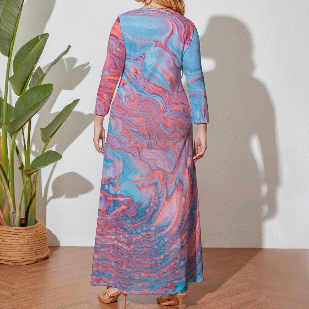 Plus Size Loose Crew Neck Long Sleeve Dress