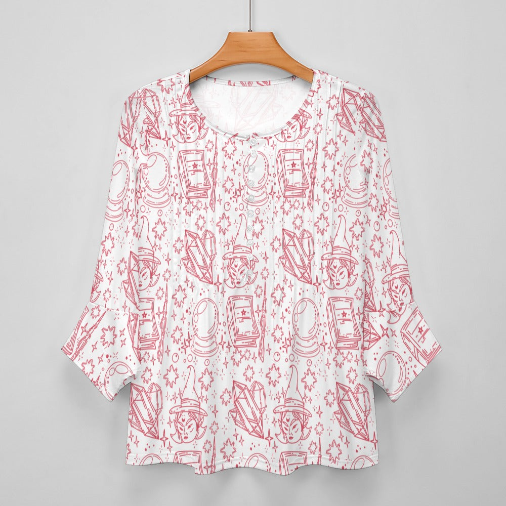Women's ruffled petal sleeve top